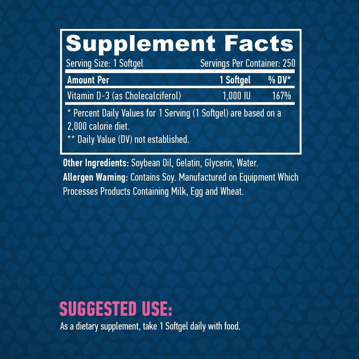 Витамин D-3 /1000 IU / 250 Softgels