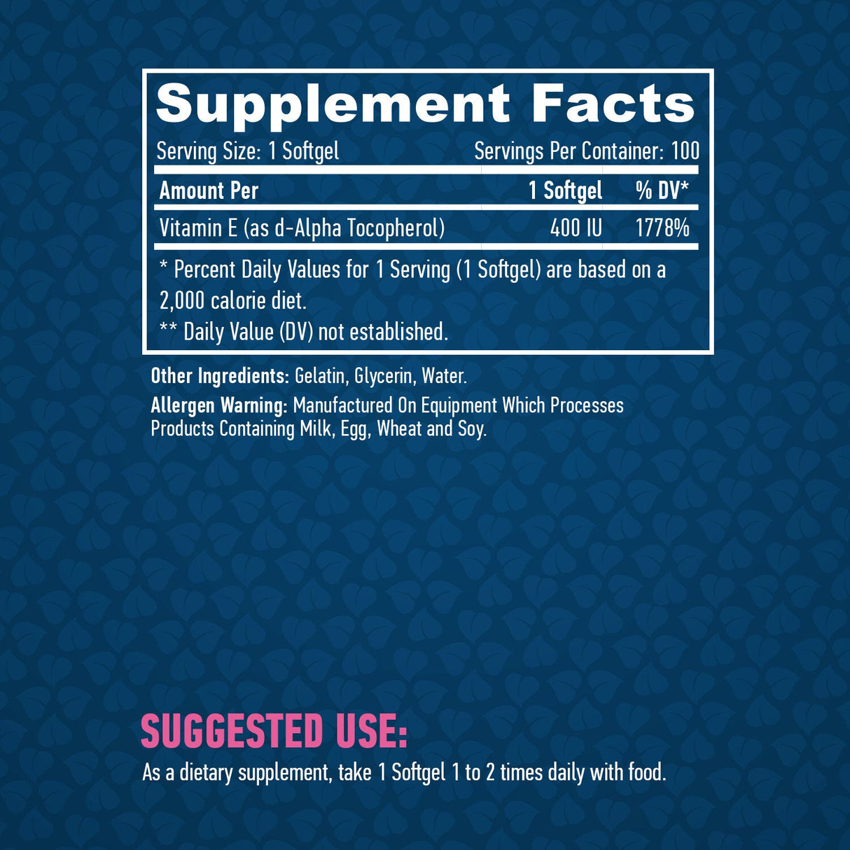 Витамин Е 400 IU / 100 Softgels