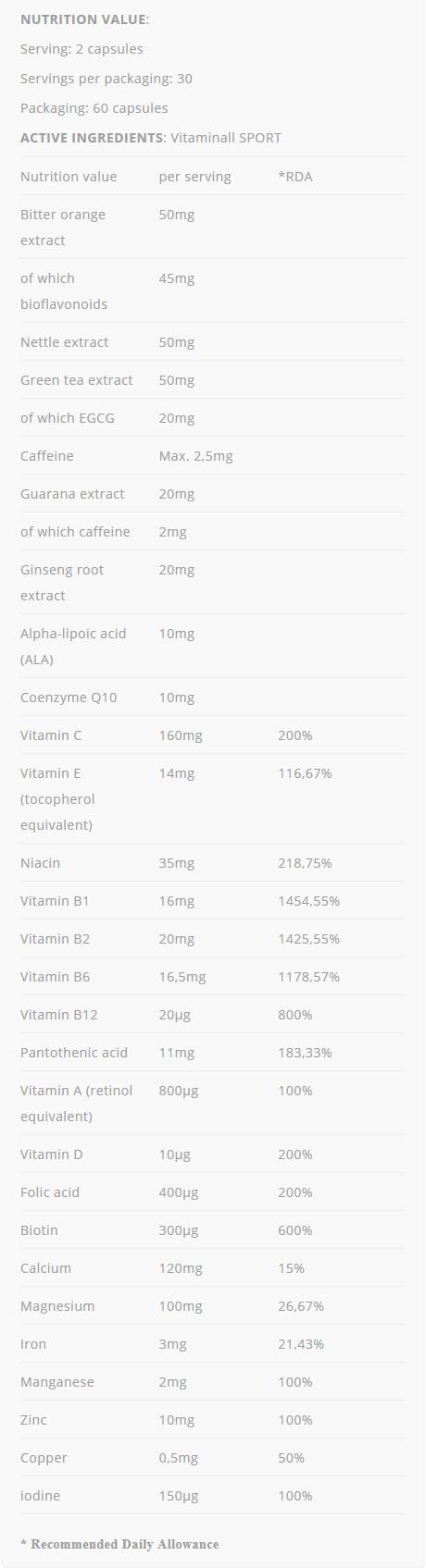 Vitaminall Sport - 60 капсули