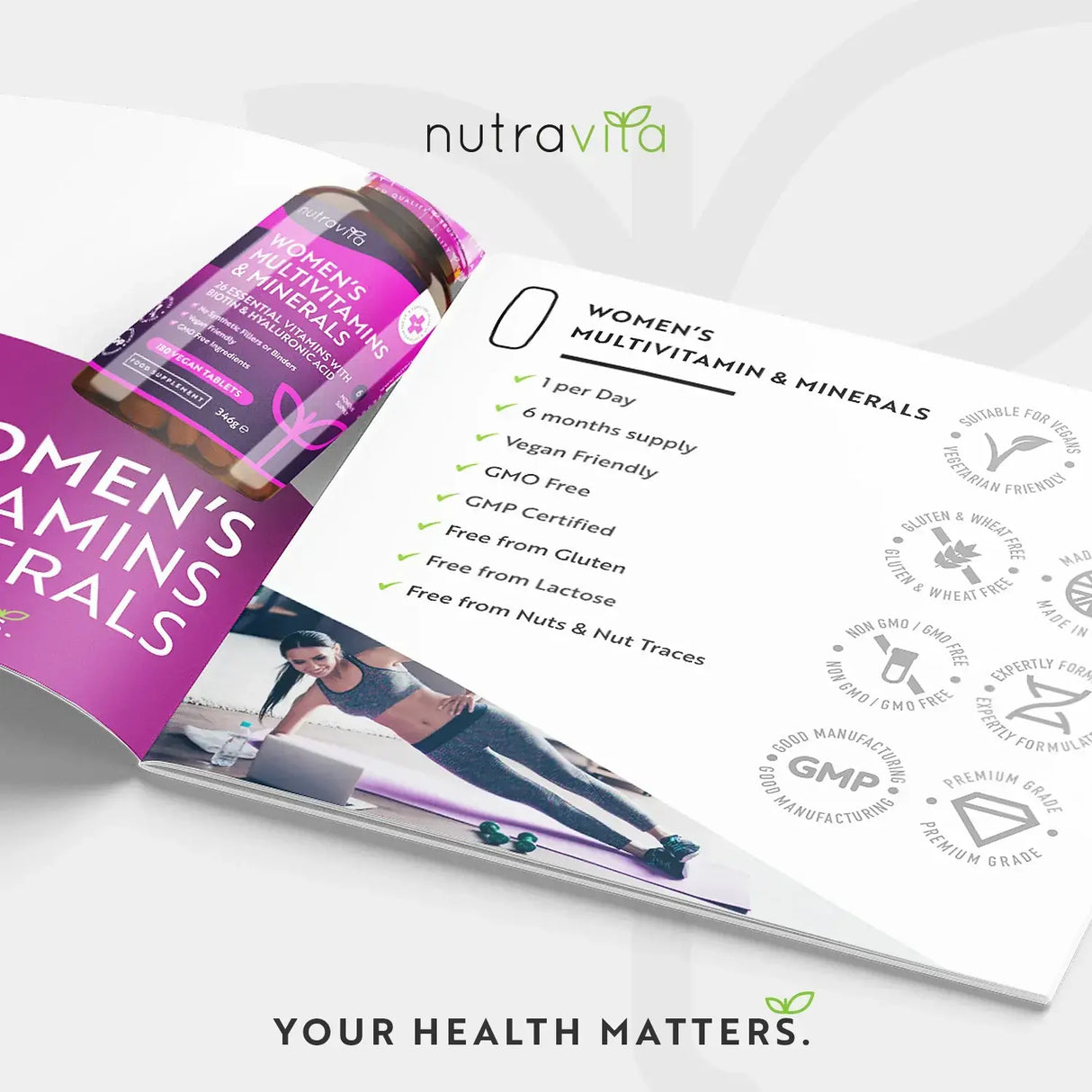 Мултивитамини за жени с биотин и хиалуронова киселина 180 вегански таблетки