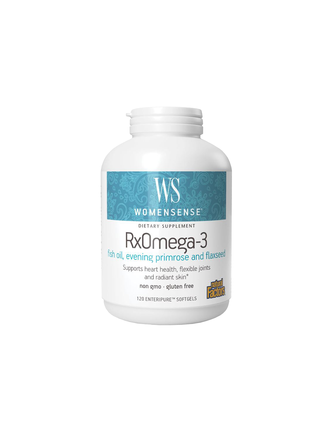 Рибено масло, вечерна иглика и ленено семе WomenSense Rx Omega-3 - Женско здраве, 120 меки капсули <tc>Natural Factors</tc>