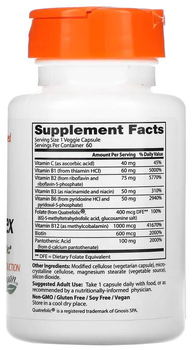 Най -добър напълно активен B комплекс | С Quatrefolic® - 60 капсули