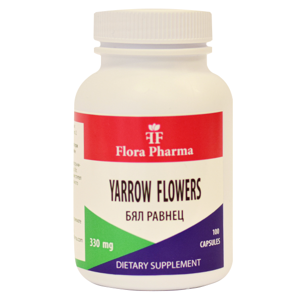 Yarrow (Yarrow Flowers) 1980 mg / 100 капсули, 33 дози / флора ферма