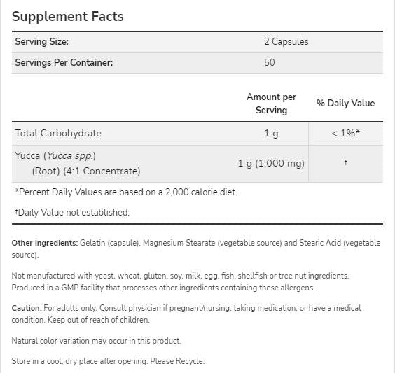 Yucca 500 mg - 100 капсули