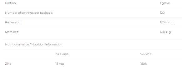 Цинк 15 mg - 120 капсули