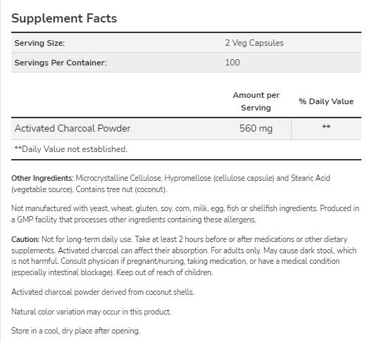Активиран въглен 280 mg - 200 капсули