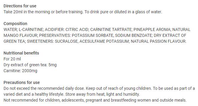 L -карнитин Pro нулева течност - 500 ml