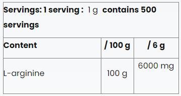 L-аргинин на прах | 100% чисто - 500 грама