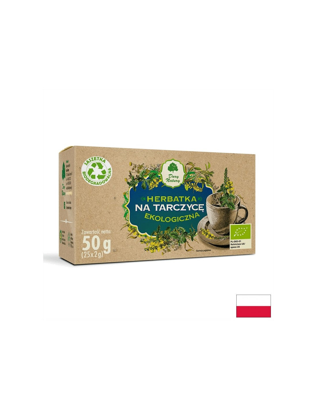 Билков чай за биологична жлеза на щитовидната жлеза, 25 торбички за филтри