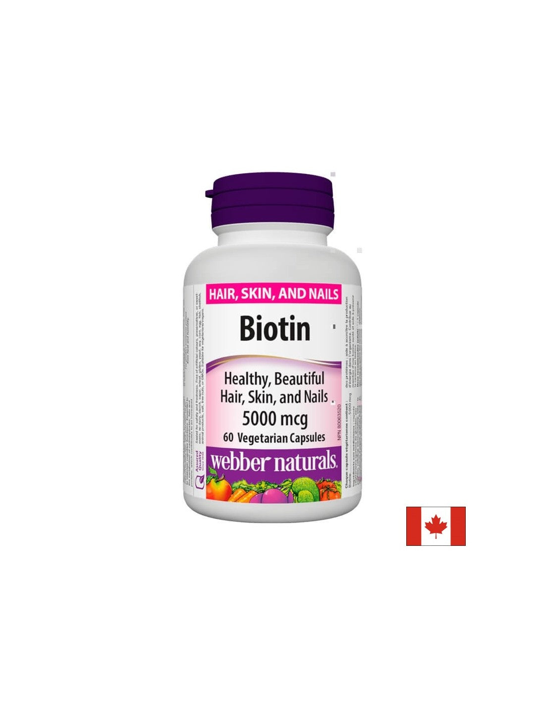 Биотин / Biotin, 5000 mcg, 60 капсули <tc>Webber Naturals</tc>