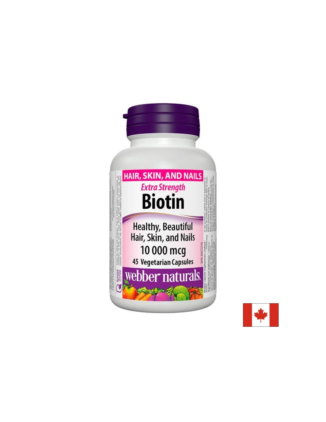 Biotin Extra Strength / Биотин екстра сила, 10000 мкг, 45 капсули <tc>Webber Naturals</tc>