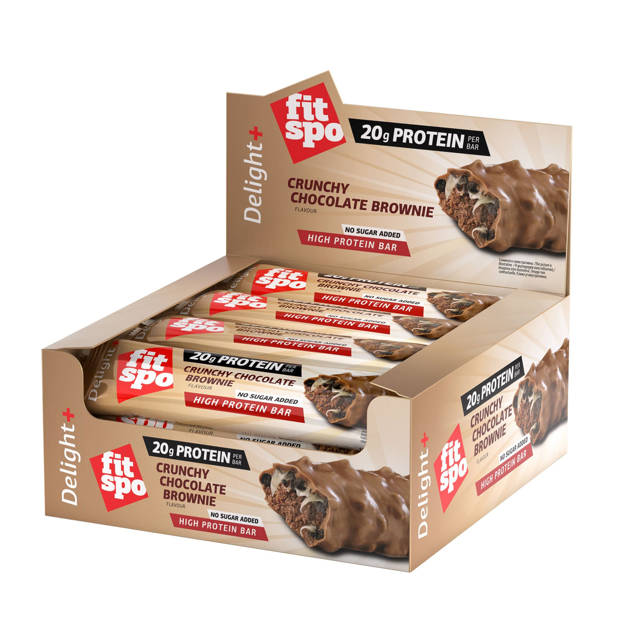Delight+ Crunchy Protein Bar Chocolate Brownie - 12 x 60 grams - Nutra Best Europe