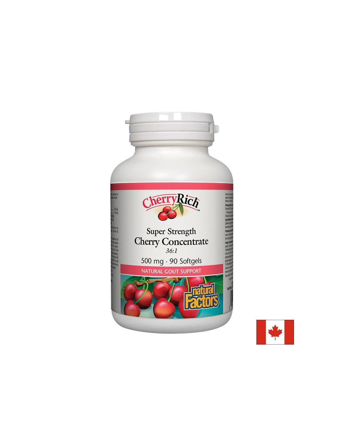 При подагра - Суперконцентрат от череши - CherryRich™ 500 mg, 90 софтгел капсули <tc>Natural Factors</tc>