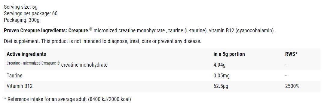 Доказан креатин | Creapure® Powder - 300 грама