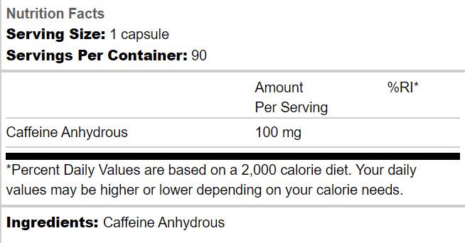 Издръжливост кофеин 100 mg - 90 капсули