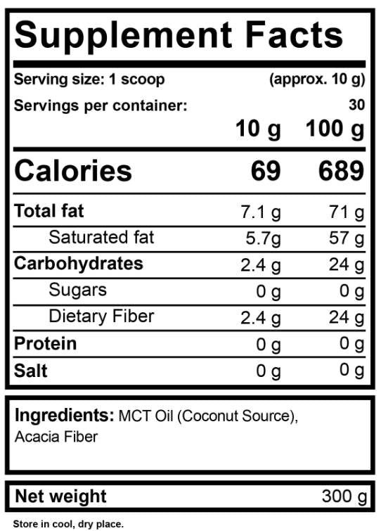 MCT масло на прах - 300 грама