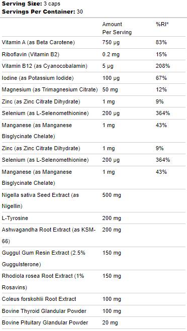 Поддръжка на щитовидната жлеза | С Ashwagandha & Guggul - 90 капсули