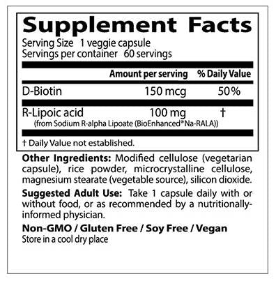 Най-добра R-липоева киселина / стабилизирана Na-R-ALA 100 mg-60 капсули