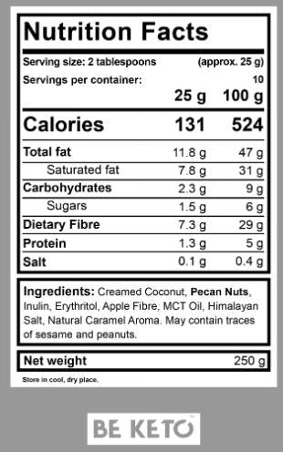 Кето крем | Pecan & Salted Caramel + MCT - 250 грама