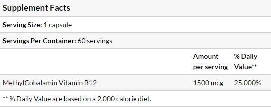 Най -добър дъвчащ напълно активен B12 / метилкобаламин 1000 MCG - 60 таблетки за дъвчене