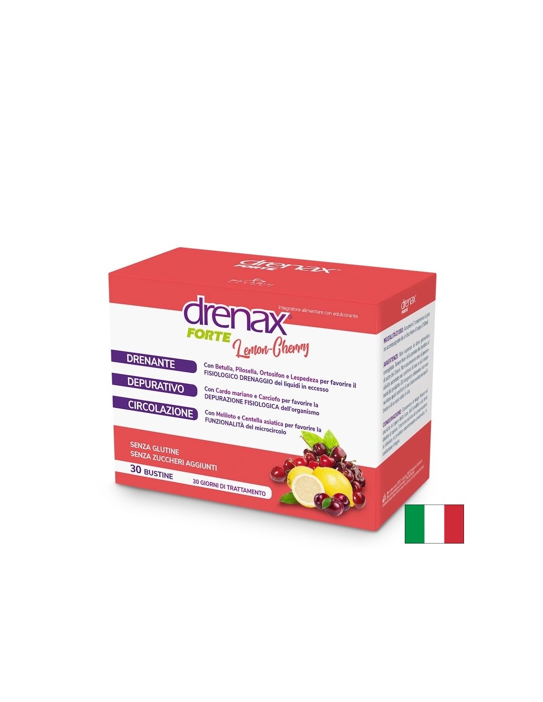 Диуретична детокс формула - Drenax - Drenax® с бяла бреза, касис и уши на мишка, 30 сашета, аромат на лимон и череша