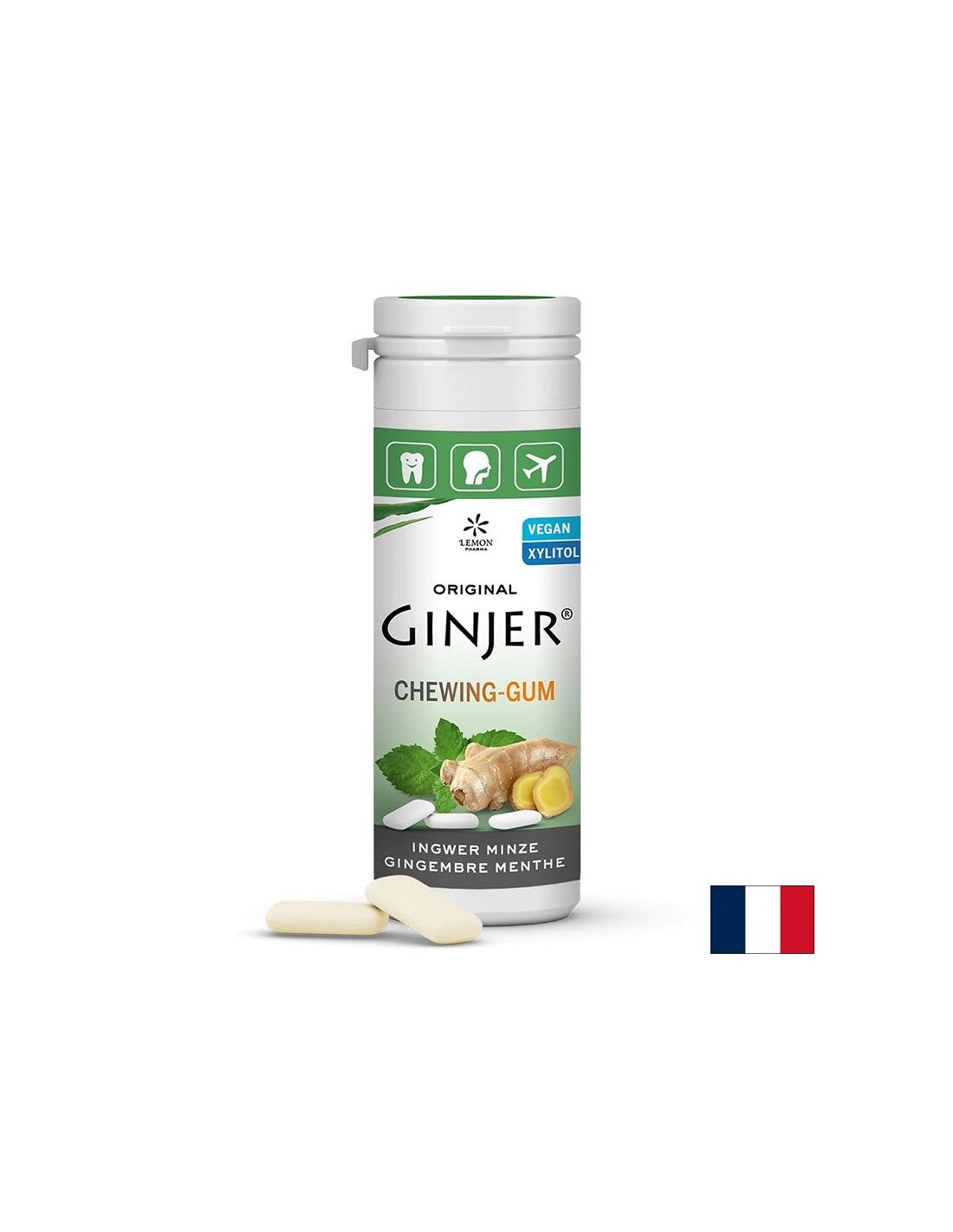 Джинджифилова дъвка с мента, 30 гр. (20 броя) <tc>Lemon Pharma</tc>