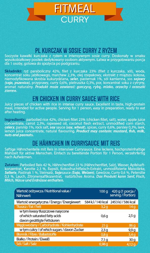 Fitmeal Curry | Готово за хранене с високо съдържание на протеини-420 грама