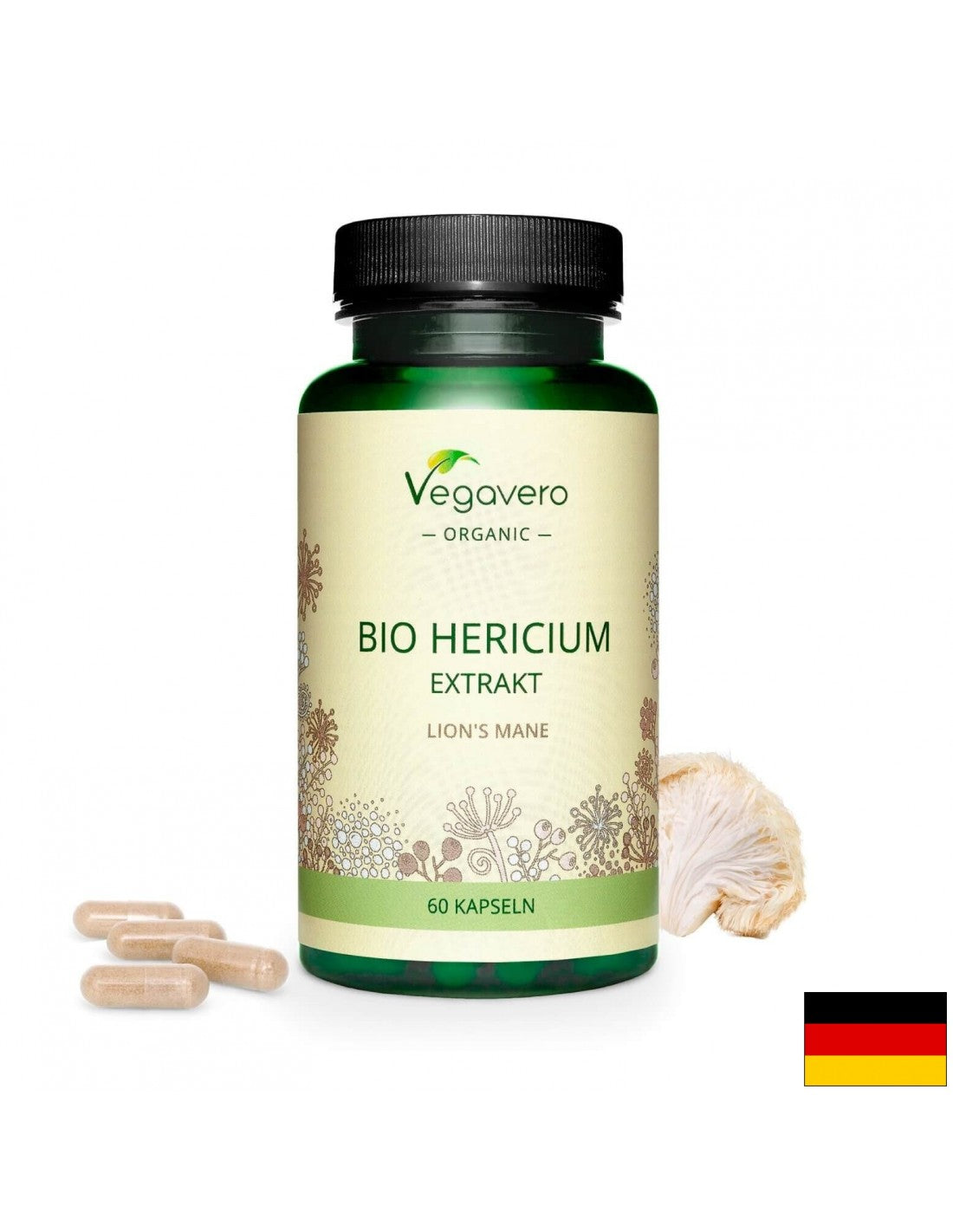 Hericium Bio Extrakt/ Hericium (Лъвска грива) БИО екстракт, 60 капсули, 100% веган <tc>Vegavero</tc>