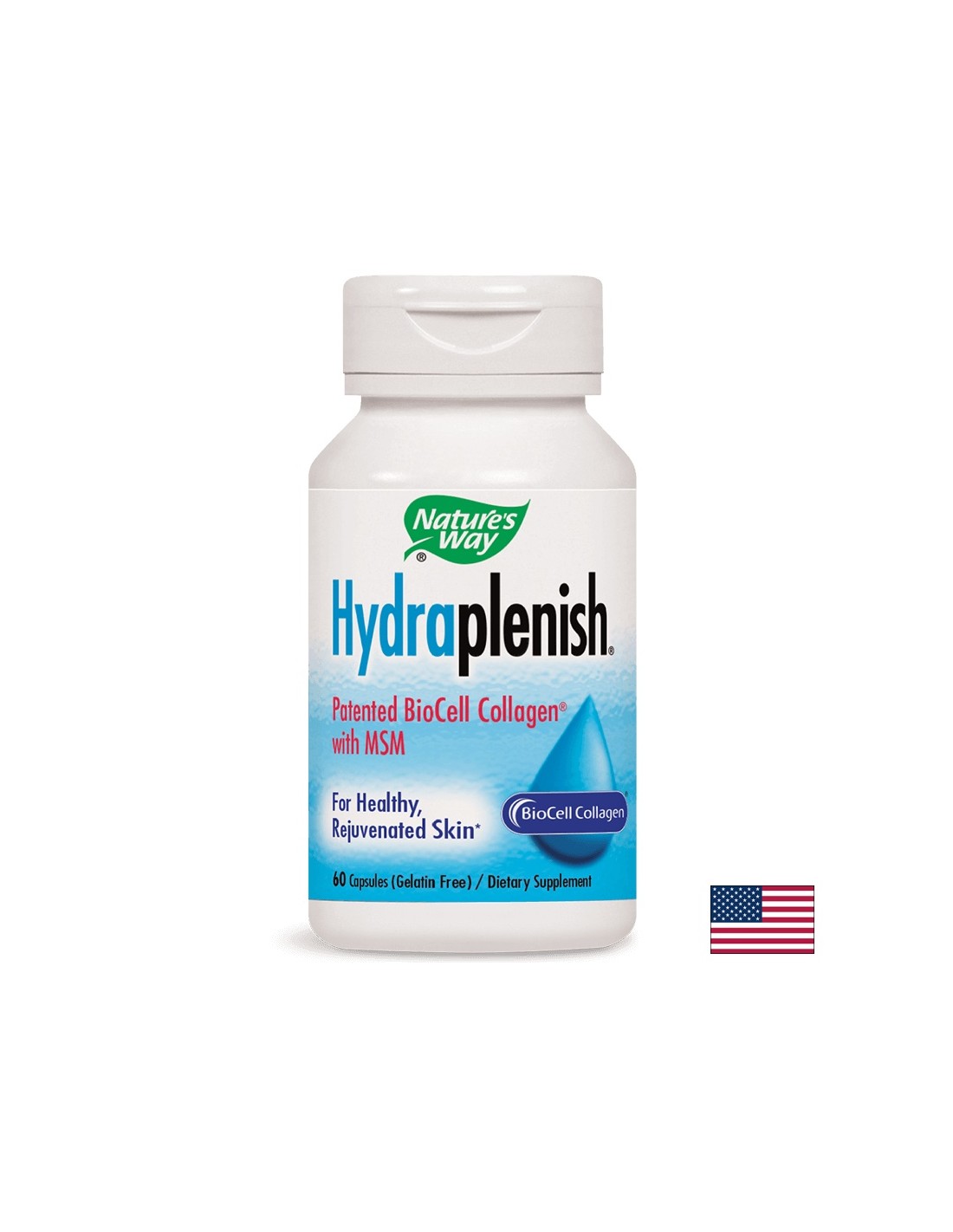 Колаген с хиалуронова киселина и MSM HydraPlenish® - Красива кожа и здрави стави, 750 mg, 60 капсули Природата на природата