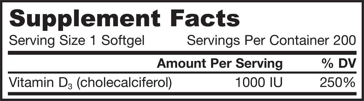 Витамин D3 1000 IU - 100 гел капсули