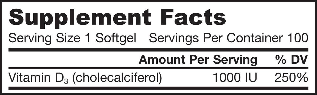 Витамин D3 1000 IU - 100 гел капсули
