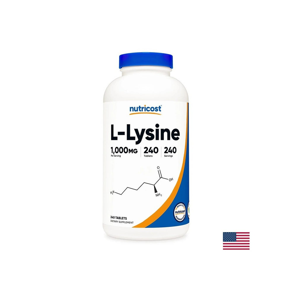 Херпес симплекс, кости и стави - L-лизин, 240 таблетки <tc>Nutricost</tc>