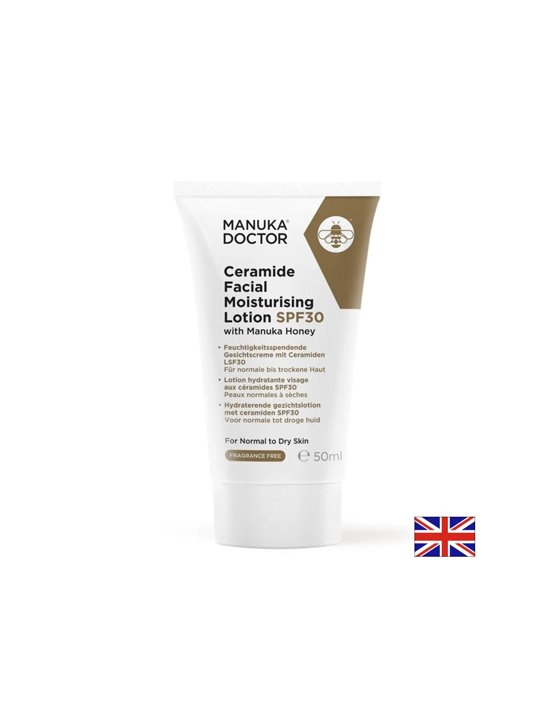 Овлажняващ лосион за лице с серамиди и мед Manuka, SPF30, 50 ml
