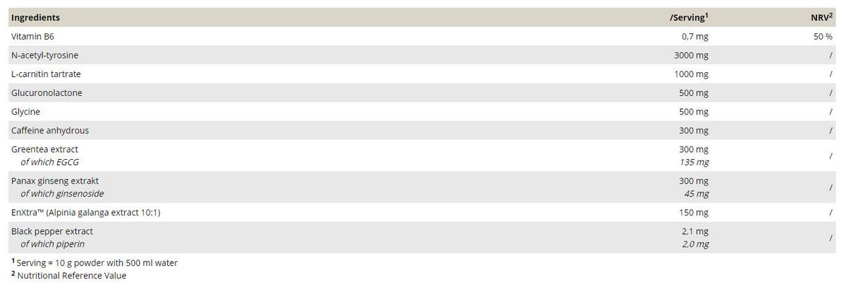Epic Rush | Hardcore Focus предварително тренировка или матрица за игри с Enxtra ™ - 300 грама