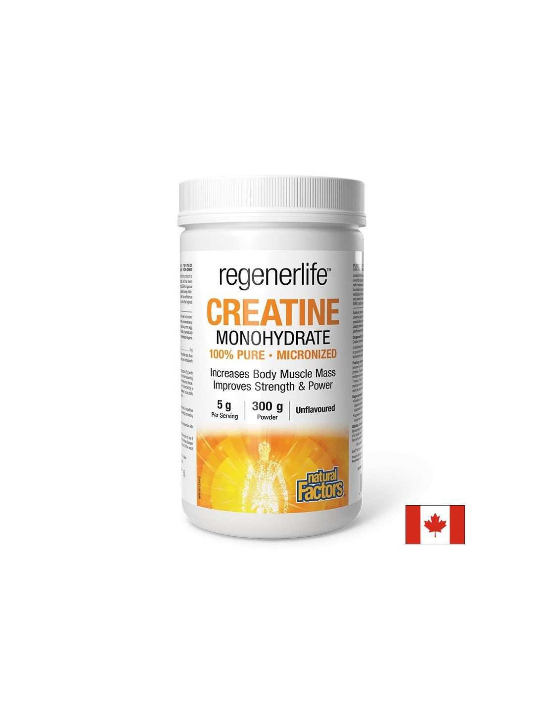 Креатин монохидрат (микронизирани) Regenerlife ™ - сила, издръжливост и мускулна ефективност, 5000 mg x 300 g прах