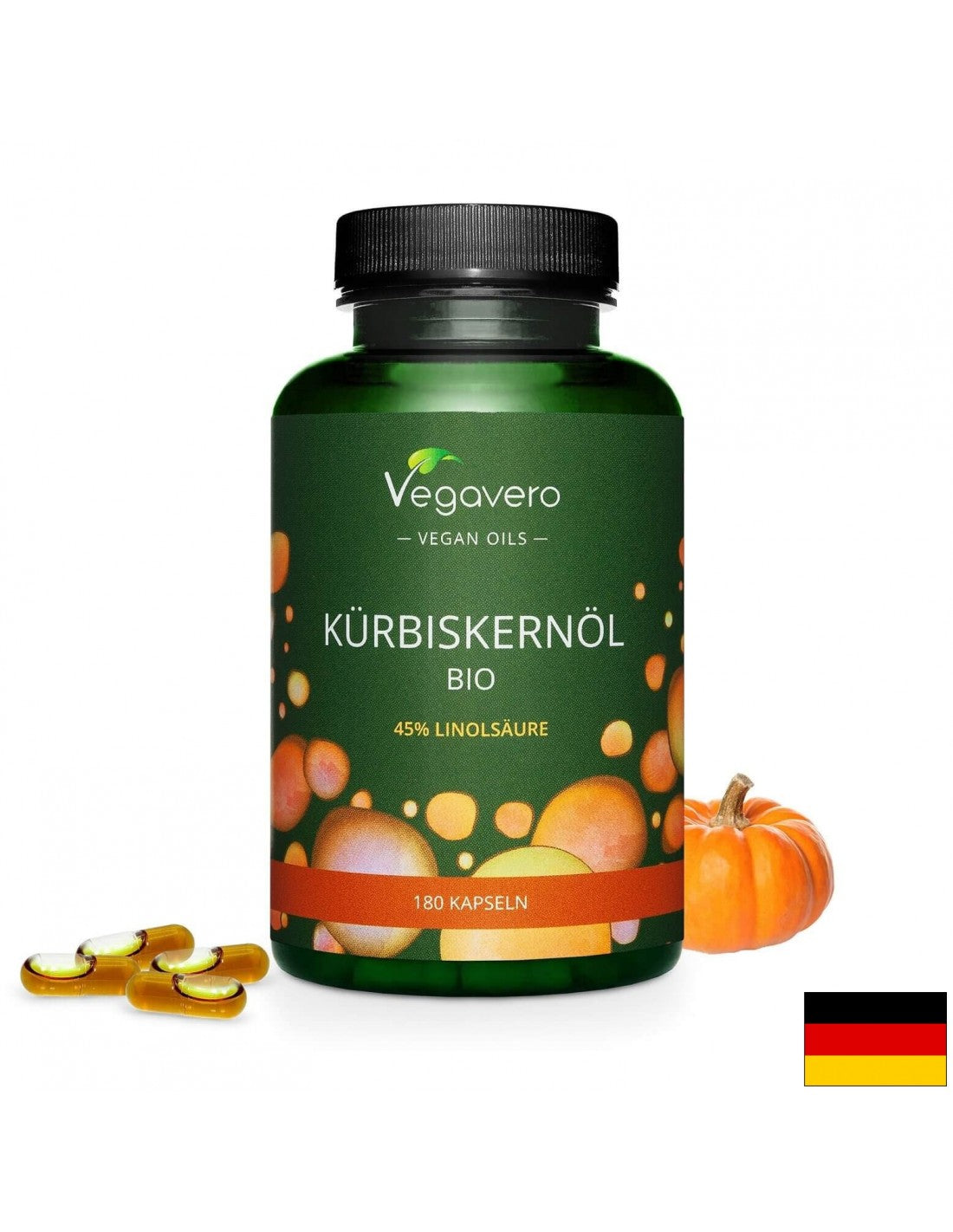 Kürbiskernöl Bio/ органично тиквено масло, 180 капсули, 100% веган <tc>Vegavero</tc>