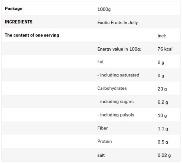 Frulove в желе | Екзотични плодове 1000 грама