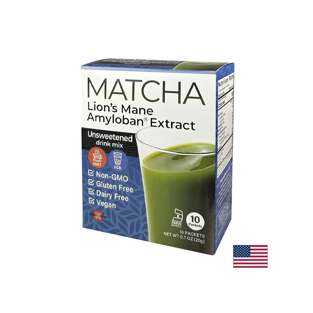 Matcha с Lion's Mane Extract Amyloban® - Super Focus - Energy Boost and Concereation - Instant Drink, 10 Sachets