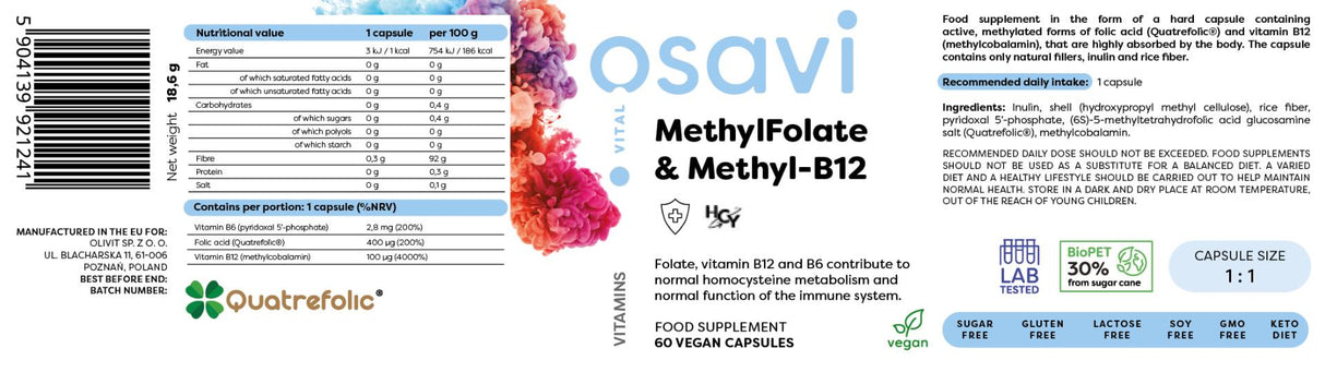 Метилфолат и метил-B12 | С Quatrefolic® - 60 капсули