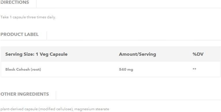 Черен кохош корен 540mg - 100 капсули