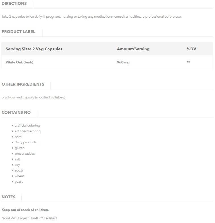 Бял дъб 480 mg - 100 капсули