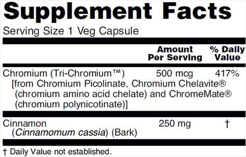 Tri -Chromium 500 mcg + канела - 90 капсули