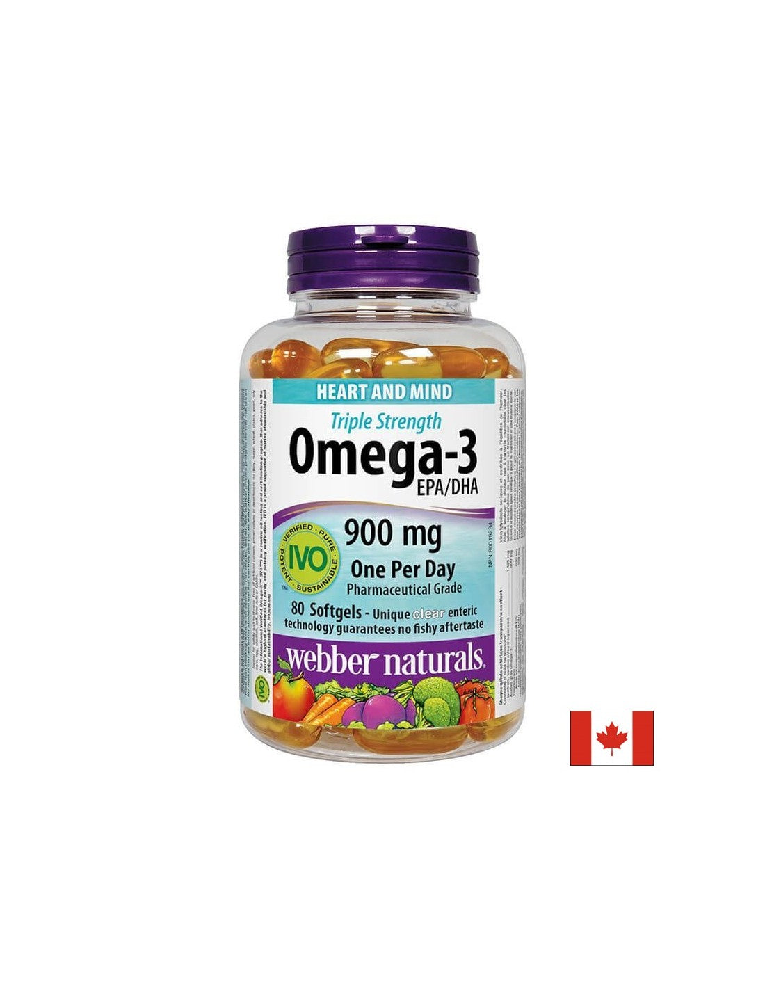 Omega-3 Triple Strength / Омега-3 900 mg x 80 софтгел капсули <tc>Webber Naturals</tc>