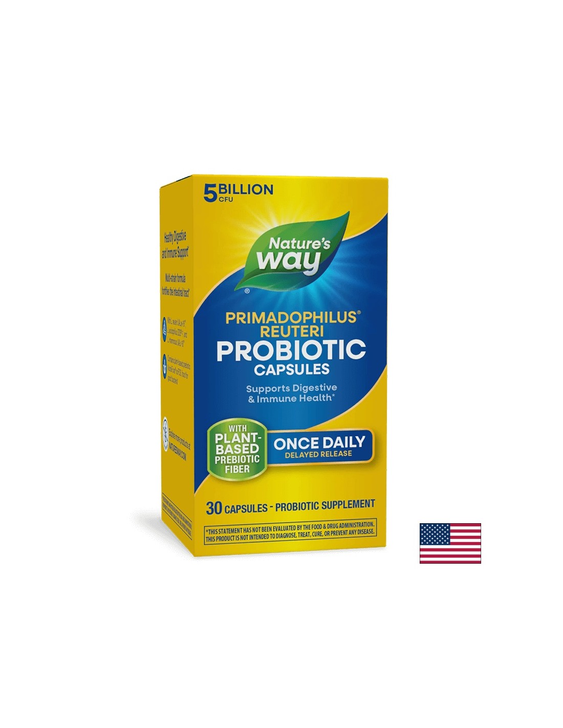 Primadophilus reuteri - Primadophilus reuteri, 5 милиарда активни пробиотици, 30 капсули Nature Way