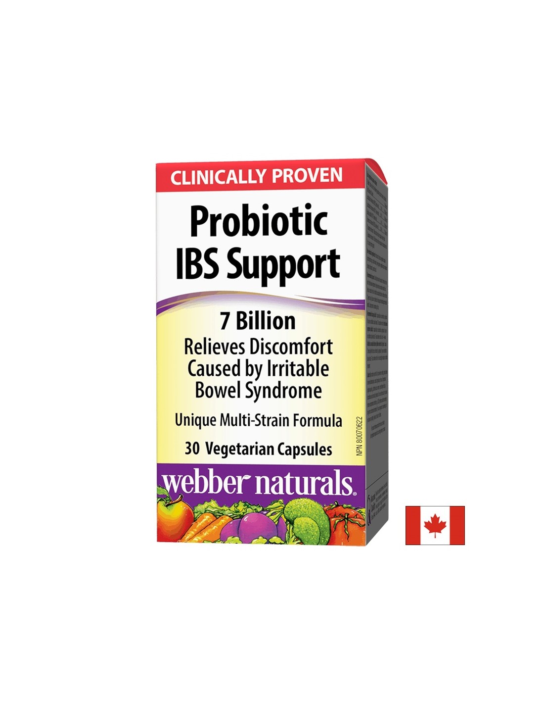 Probiotic IBS Support/ Probiotic IBS 4 щама, 7 милиарда активни пробиотици x 30 капсули <tc>Webber Naturals</tc>