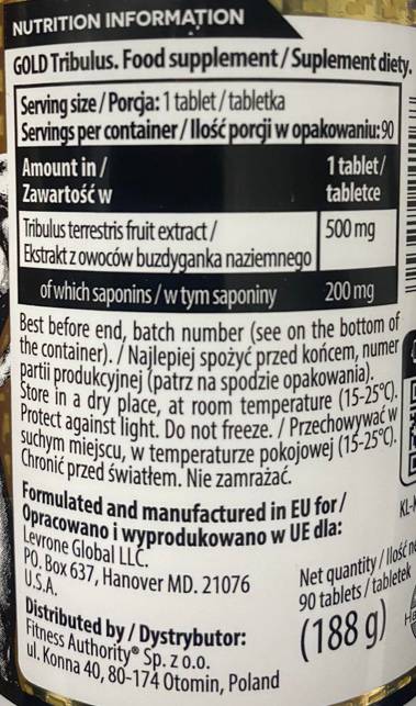 Gold Tribulus 500 mg - 90 Таблетки - Feel You