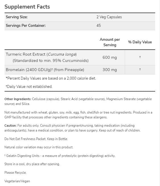 Куркума и бромелейн - 90 капсули