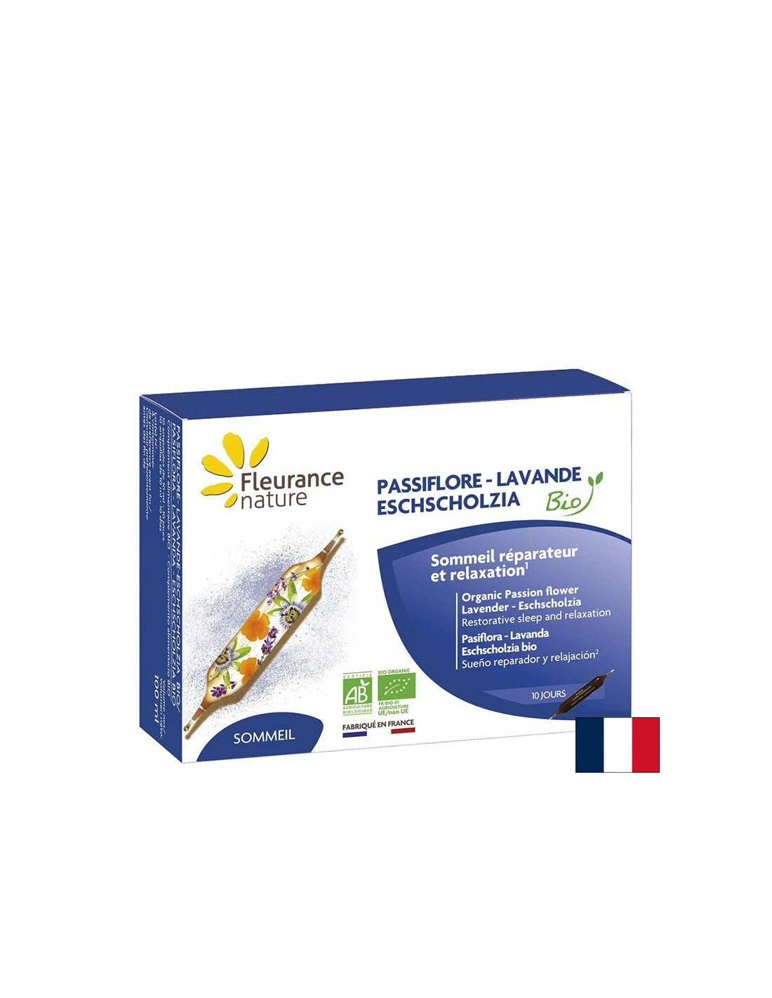 Relaxation of the nervous system - Passionflower, Lavender, Escholtia Bio, 10 drinking ampoules Fleurance Nature - Nutra Best Europe