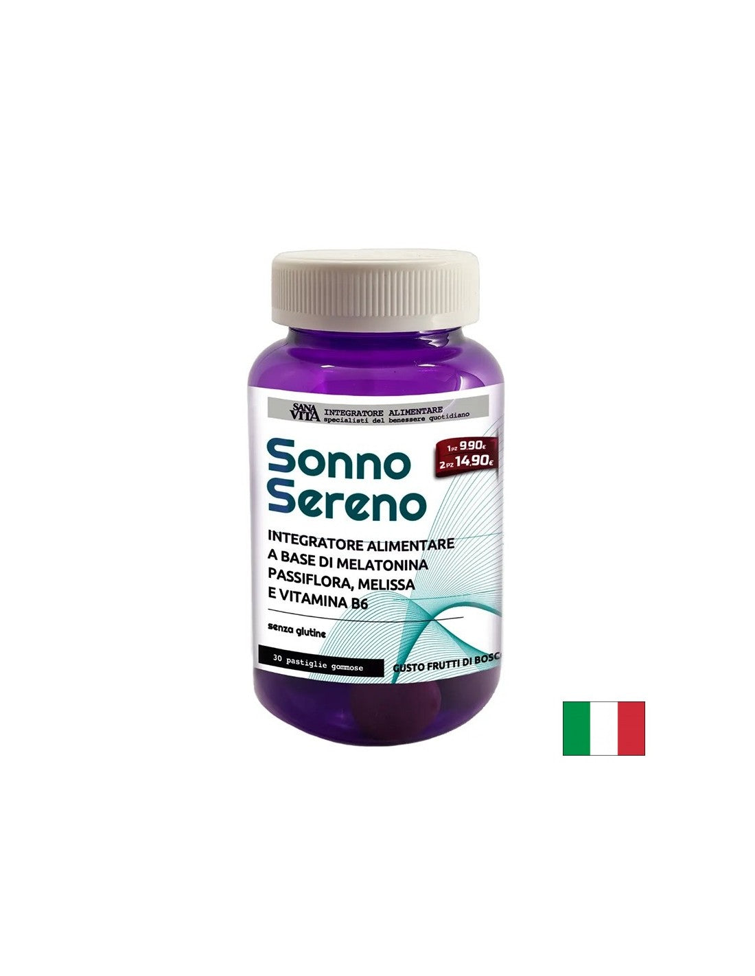 Мелатонин + пасифлоен, лимонов балсам и витамин В6 - за стрес, безсъние, тревожност, 30 таблетки от желе