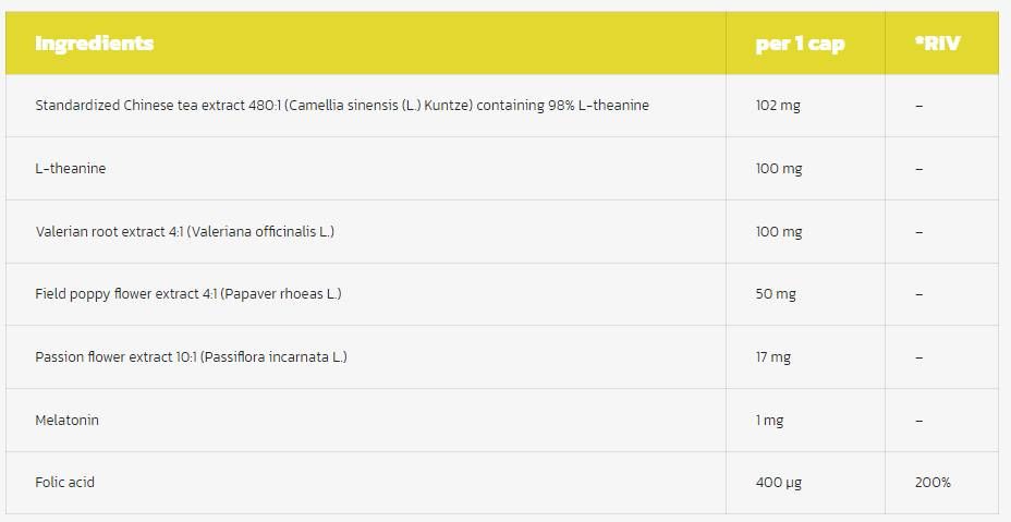 Апатил нощ | С L -теанин, валериан и страст цвете - 30 капсули